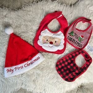 My first Christmas hat and bibs set baby